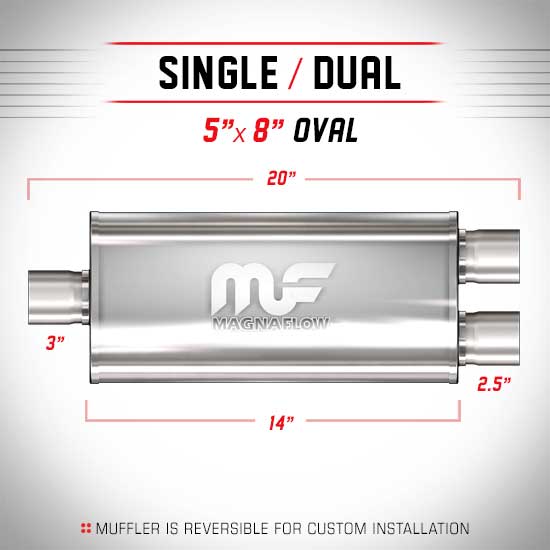 Universal Muffler/Silencer 3/2.5" S/D Oval 5x8" x 14" | Magnaflow #12198