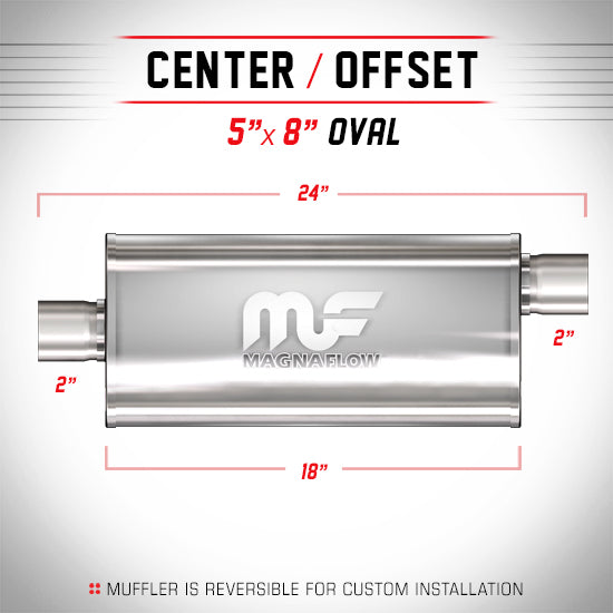 Universal Muffler/Silencer 2" C/O Oval 5x8" x 18" | Magnaflow #12254