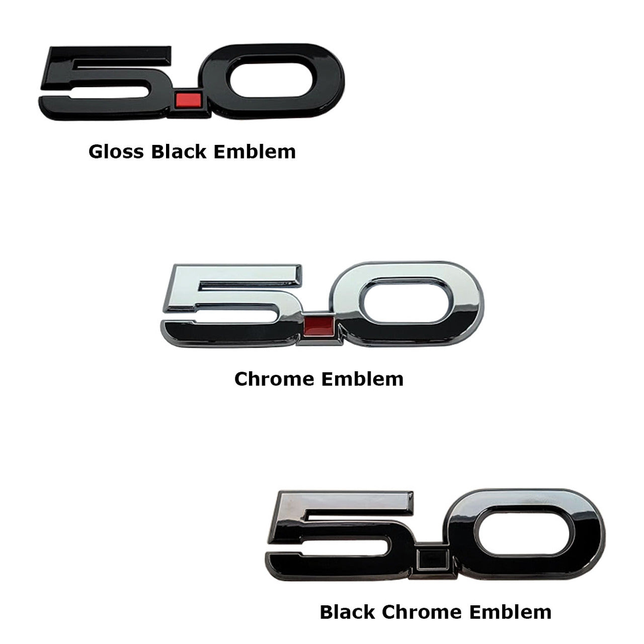 Ford 5.0 Wing Emblem Pair (Black Chrome) for Mustang GT 2015-22 | #EM000550BCX2 - Available from NEMESISUK.COM