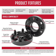 Hubcentric Wheel Spacers 1.25in/31.75mm (Black) (Pair) for Ram 1500 2019-24 | #6550-6550H-B14 | Coyote Accessories - Available from NEMESISUK.COM