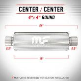 Universal Muffler/Silencer 2.25" ID/OD, Round 4" x 18" | Magnaflow #10426