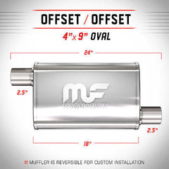 Universal Muffler/Silencer 2.5" O/O Oval 4x9" x 18" | Magnaflow #11266