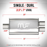 Universal Muffler/Silencer 2.25" ID/2" OD, Oval 3.5x7" x 14" | Magnaflow #11148