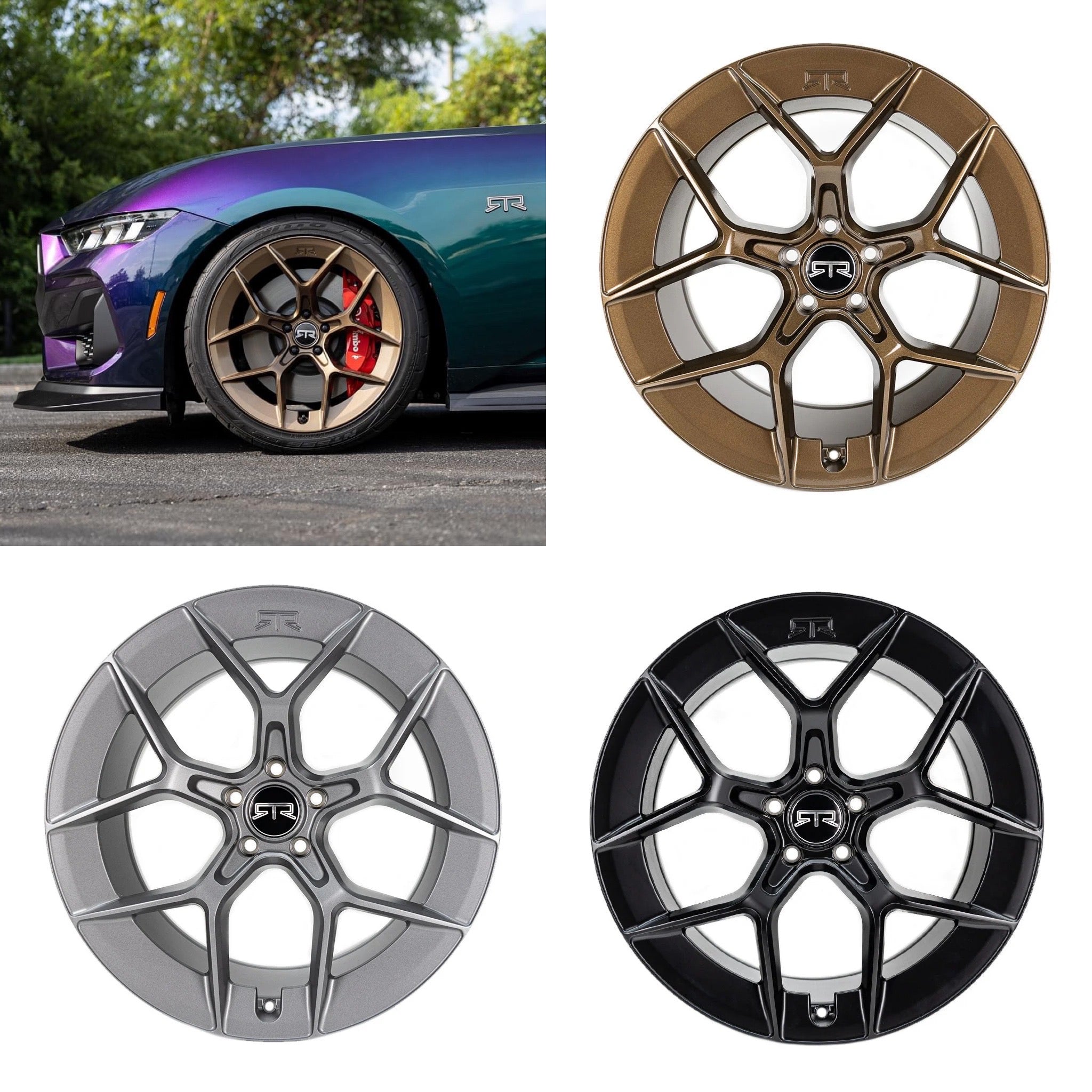 Aero 5 Wheel Kits (Set of 4 in Square/Staggered Combo) for Mustang 2005-23 & 2024+ | RTR - Available from NEMESISUK.COM