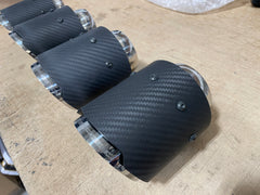 Porsche Fabspeed Carbon Fibre Deluxe Quad Style Tips Scratch & Dent #SDFSTIPSCF4