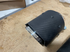 Porsche Fabspeed Carbon Fibre Deluxe Quad Style Tips Scratch & Dent #SDFSTIPSCF4