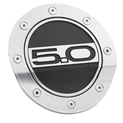 DRAKE Fuel Door (Silver/Black, ft. 5.0L) for Mustang 2015-23 | #FR3Z-6640526-5S - Available from NEMESISUK.COM