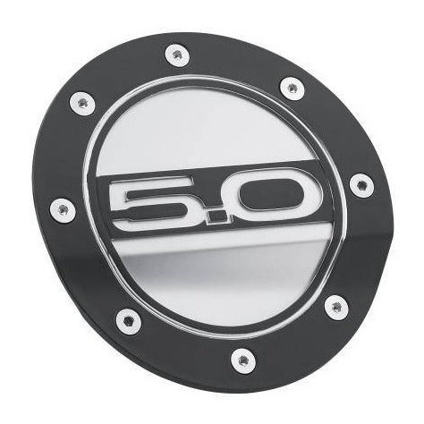 DRAKE Fuel Door (Black/Silver, ft. 5.0L) for Mustang 2015-23 | #FR3Z-6640526-5B - Available from NEMESISUK.COM
