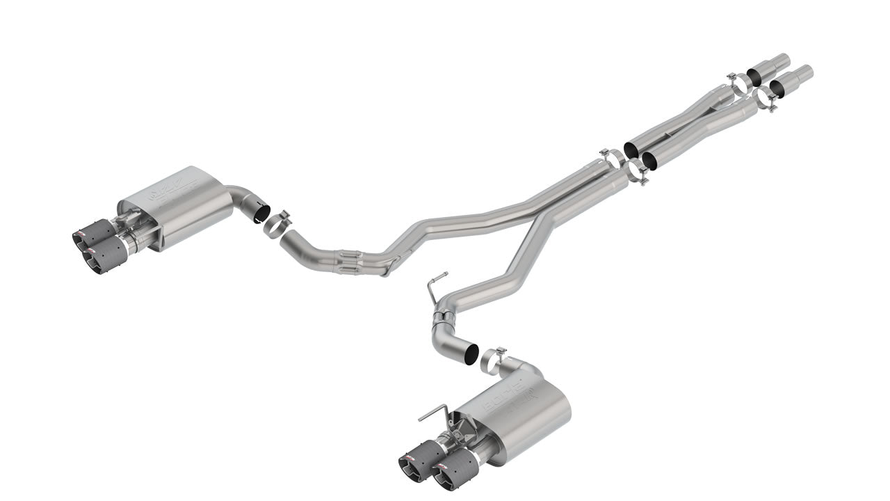 Cat-Back ATAK Exhaust (Carbon Tips) for Mustang 5.0L GT 2018-23 | #140743CF | Borla - Available from NEMESISUK.COM