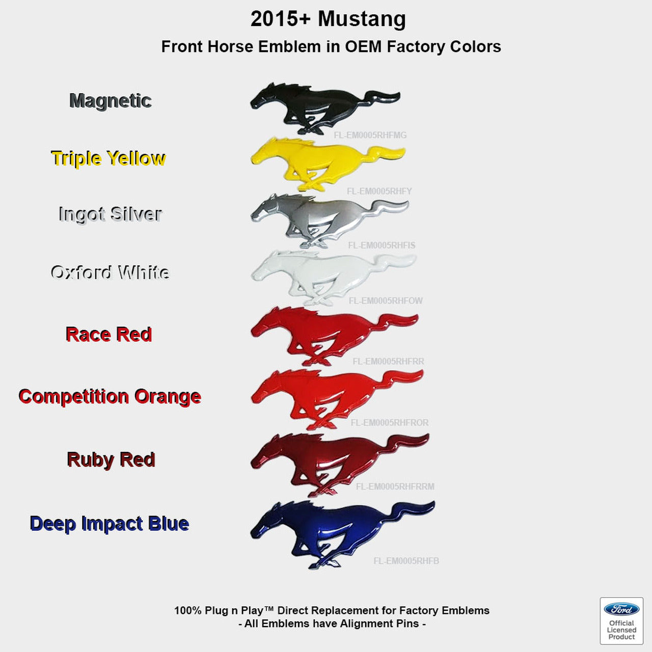 Ford Front Pony Emblem (Pre-painted) for Mustang 2015-22 | #EM0005RHF - Available from NEMESISUK.COM
