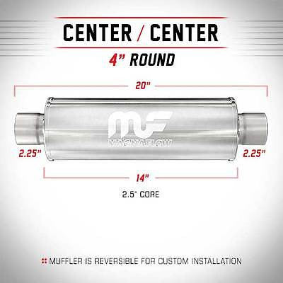 Magnaflow Universal Muffler/Silencer - 2.25" ID/OD, Round 4" x 14", Satin S/S | #10415