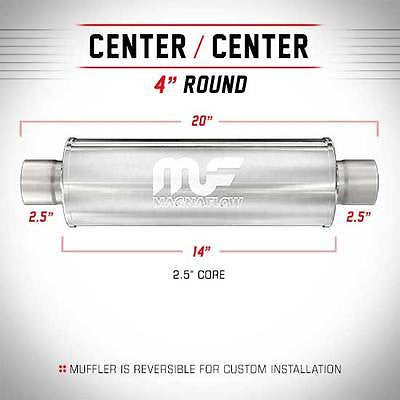 Magnaflow Universal Muffler/Silencer 2.5" ID/OD, Round 4" x 14", Satin S/S | #10416