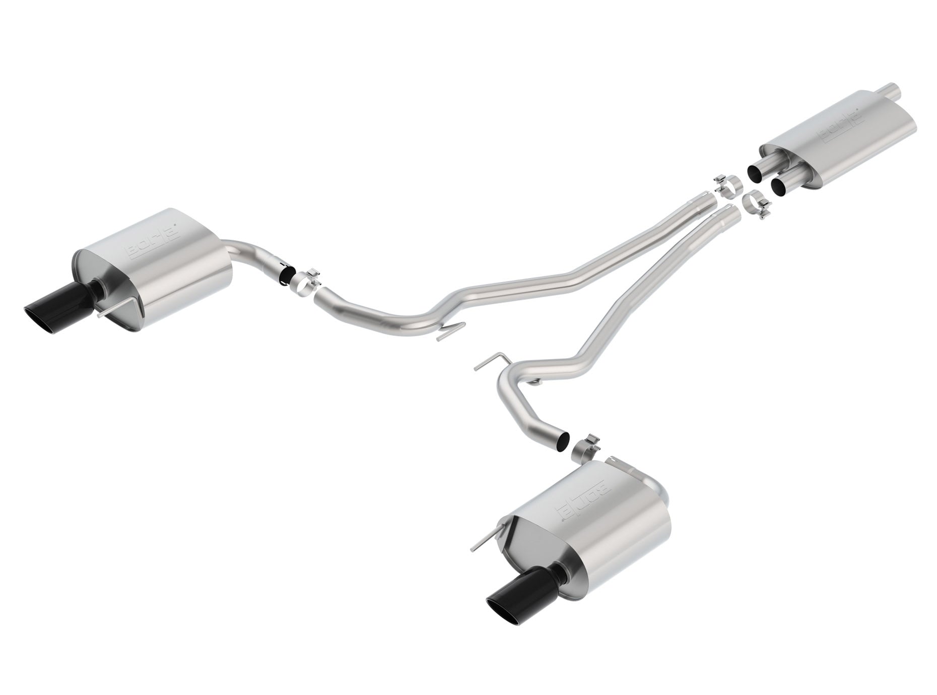 Borla Touring Cat-Back Exhaust (Black Tips) for Mustang 2.3L EcoBoost (Euro) 2015-22 | #1014039BC - Available from NEMESISUK.COM