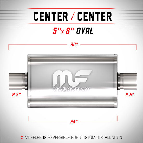 Universal Muffler/Silencer 2.5" C/C Oval 5x8" x 24" | Magnaflow #12276