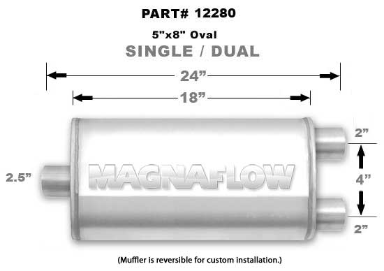 Universal Muffler/Silencer 2.5/2" S/D Oval 5x8" x 18" | Magnaflow #12280