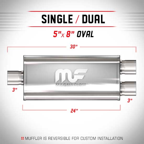 Universal Muffler/Silencer 3" S/D Oval 5x8" x 24" | Magnaflow #12398