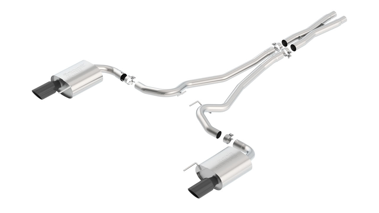 Borla 'S-Type' Performance Cat-Back Exhaust (Black Tips) for Mustang 5.0L GT 2015-17 | #140590BC - Available from NEMESISUK.COM