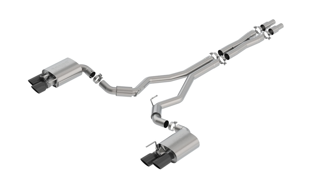 Borla 'S-Type' Performance 3.0" Cat-Back Exhaust (Black Tips) for Mustang 5.0L GT 2018-22 | #140742BC - Available from NEMESISUK.COM