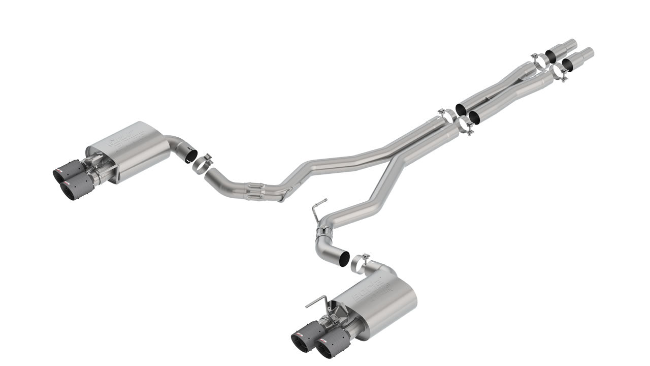 Cat-Back ATAK Exhaust (Carbon Black Tips) for Mustang 5.0L GT 2018-23 | #140743CFBA | Borla - Available from NEMESISUK.COM