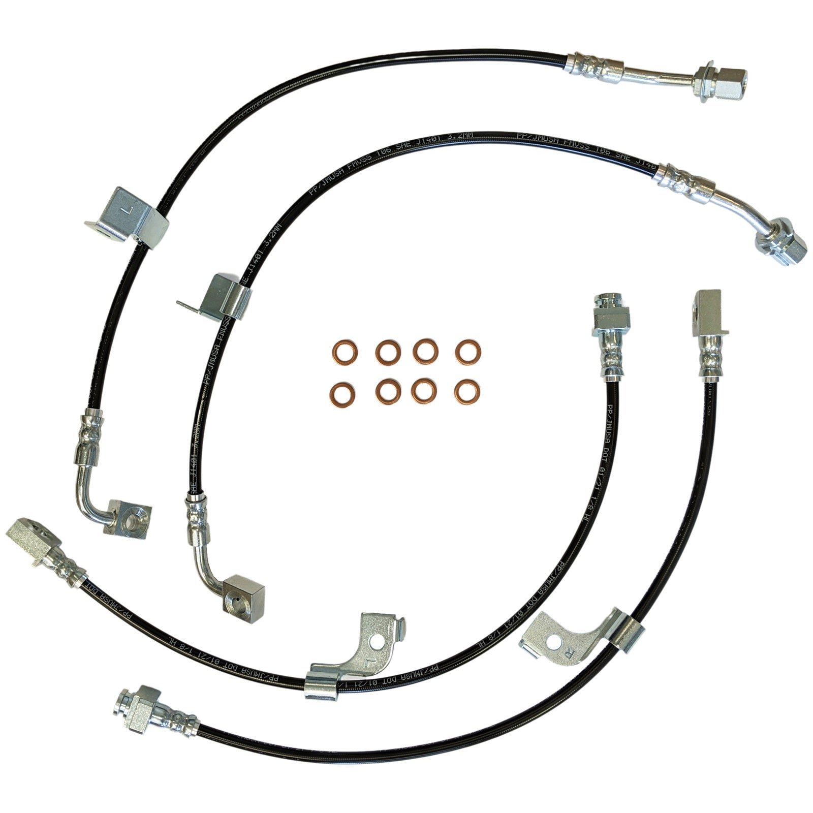 Stainless Steel Brake Line Kit Clear / Black for Mustang GT 2018-23 With Magneride | #22590 | J&M