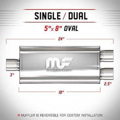 Universal Muffler/Silencer 3/2.5" S/D Oval 5x8" x 18" | Magnaflow #12288