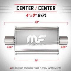 Universal Muffler/Silencer 2.25" ID/OD, Oval 4x9" x 14" | Magnaflow #11215