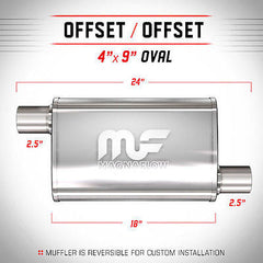 Universal Muffler/Silencer 2.5" O/O Oval 4x9" x 18" | Magnaflow #11266