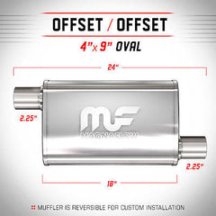 Universal Muffler/Silencer 2.25" O/O Oval 4x9" x 18" | Magnaflow #11265