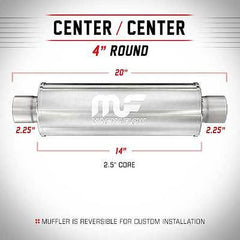 Universal Muffler/Silencer 2.5" C/C Round 4" x 14" | Magnaflow #14415