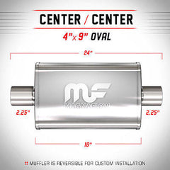 Universal Muffler/Silencer 2.25" C/C Oval 4x9" x 18" | Magnaflow #11245