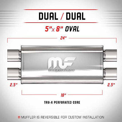Universal Muffler/Silencer 2.5" D/D Oval 5x8" x 18" | Magnaflow #14468