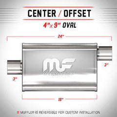 Universal Muffler/Silencer 3" C/O Oval 4x9" x 18" | Magnaflow #11259