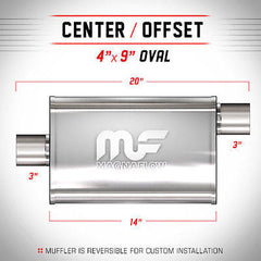 Universal Muffler/Silencer 3" ID/OD, Oval 4x9" x 14" | Magnaflow #11229