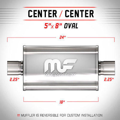 Universal Muffler/Silencer 2.25" C/C Oval 5x8" x 18" | Magnaflow #12245