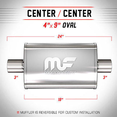 Universal Muffler/Silencer 3" C/C Oval 4x9" x 18" | Magnaflow #11249