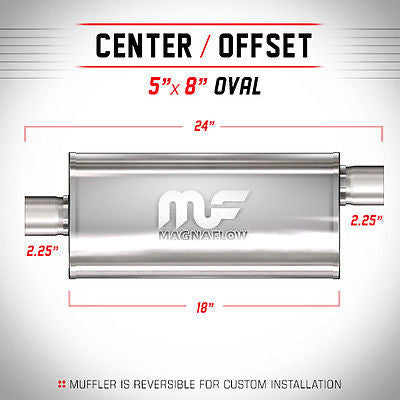 Universal Muffler/Silencer 2.25" C/O Oval 5x8" x 18" | Magnaflow #12255
