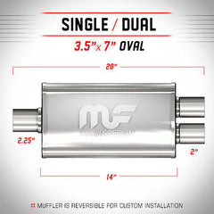Universal Muffler/Silencer 2.25" ID/2" OD, Oval 3.5x7" x 14" | Magnaflow #11148