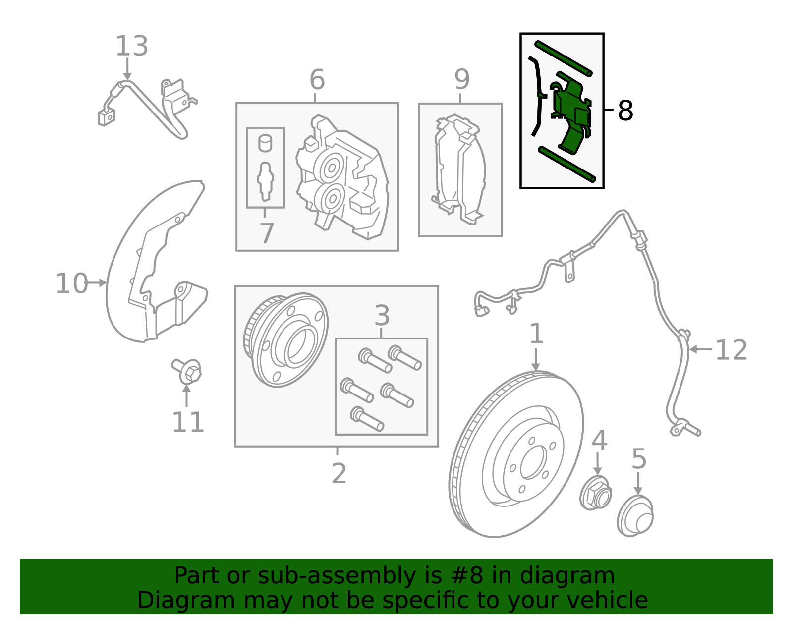 Front 6 Pot Brembo Caliper Retainer Clip Kit for Mustang 2015-23 | #FR3Z-2068-C | Ford