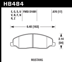 High-Performance Street 5.0 Front Brake Pads for Mustang GT V6 2005-10 | #HB484B.670 | Hawk Performance