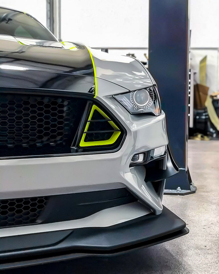 GT4 Style Front Dive Planes (Satin Black) for Mustang 2018-23 | #JR3B-63001C74-AB | Drake Muscle Cars
