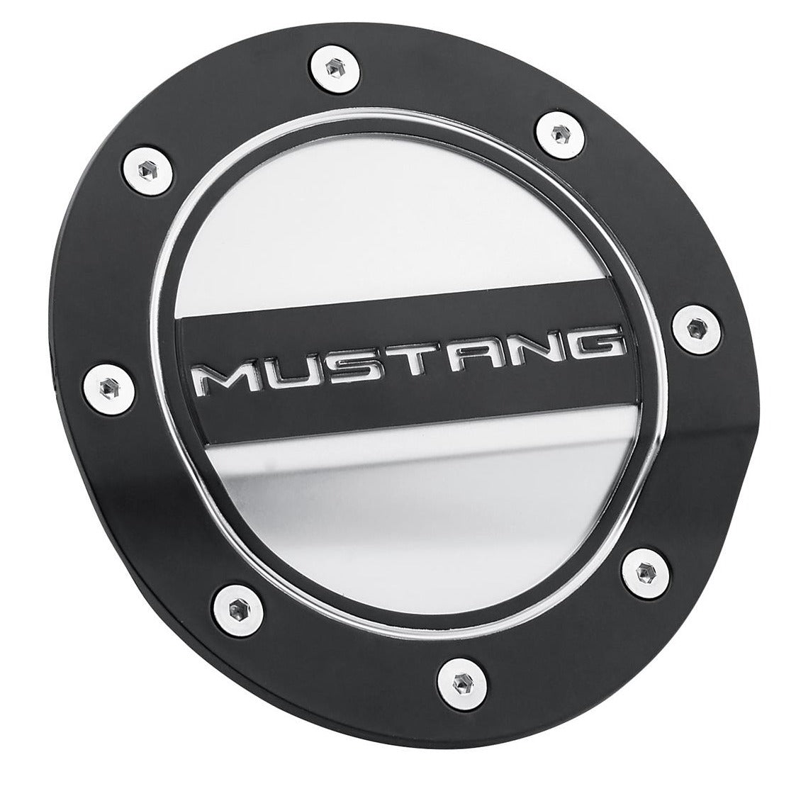 DRAKE Fuel Door (Black/Silver, ft. Mustang) for Mustang 2015-23 | #FR3Z-6640526-MB - Available from NEMESISUK.COM
