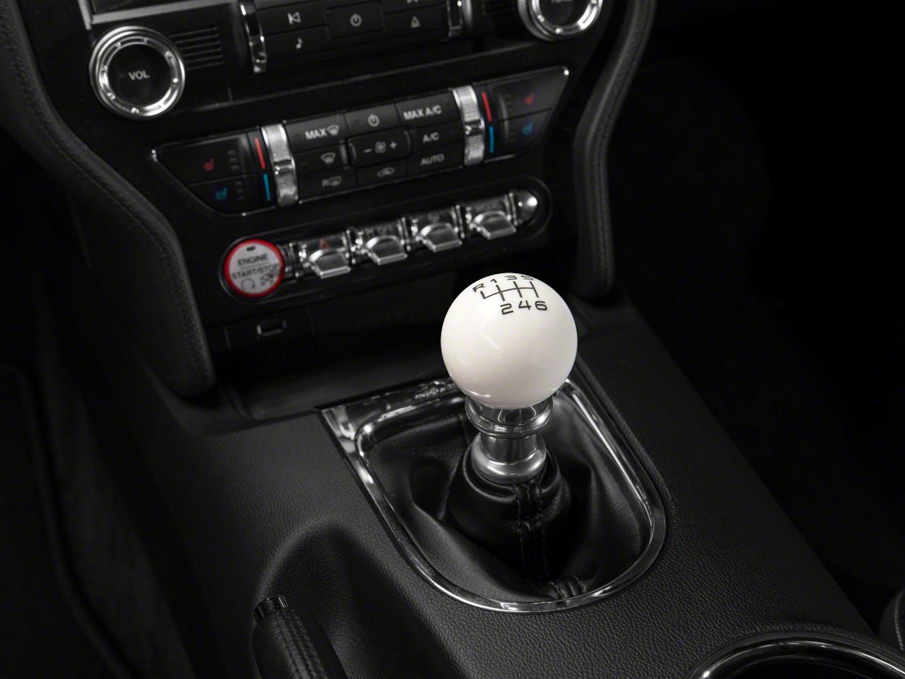 Retro Style 6-Speed Shift Knob (White) for Mustang 2015-23 | #387422-MB | Modern Billet - Available from NEMESISUK.COM