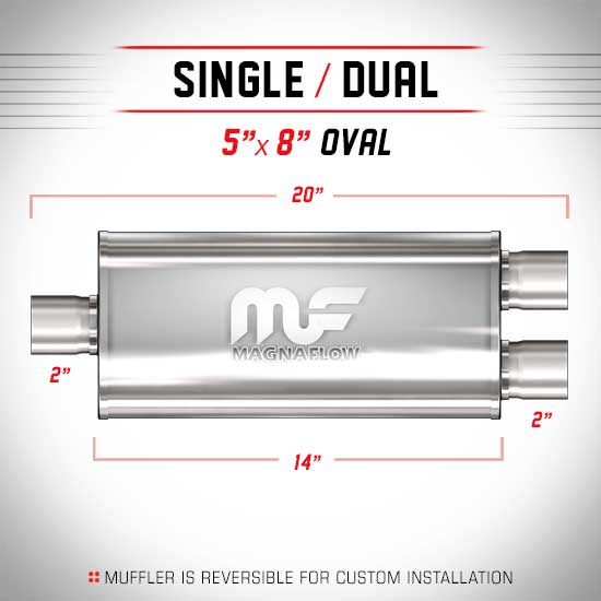 Universal Muffler/Silencer 2" S/D Oval 5x8" x 14" | Magnaflow #12128