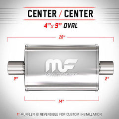 Universal Muffler/Silencer 2" ID/OD, Oval 4x9" x 14" | Magnaflow #11214