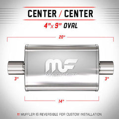 Universal Muffler/Silencer 3" ID/OD, Oval 4x9" x 14" | Magnaflow #11219